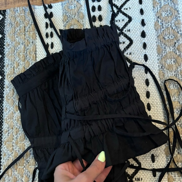 Free People Gabby Black Pleated Side Tie Tube Top NWOT Size S Convertible - Picture 7 of 9